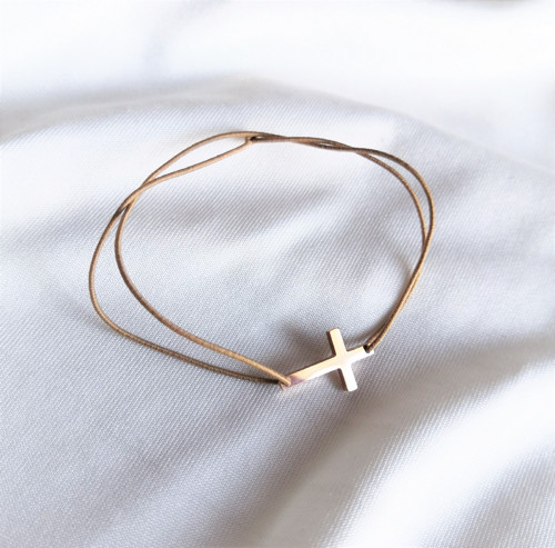 Křížek naležato*rosegold ocel*náramek — foto 2
