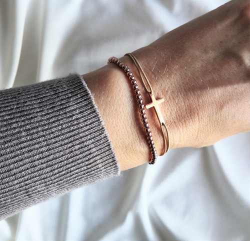 Křížek naležato*rosegold ocel*náramek — foto 5