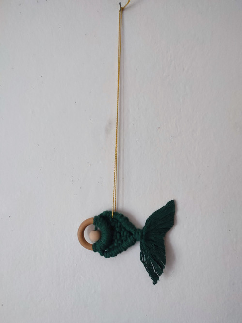 Macramé zelená rybička kapřík — foto 2