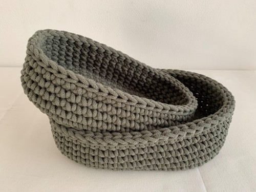 Háčkovaná ošatka oválná khaki — foto 2