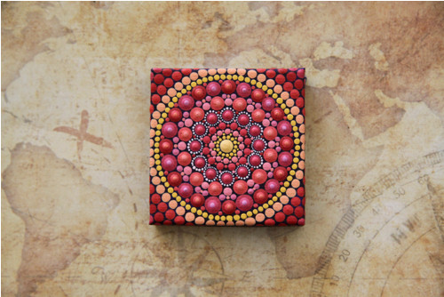 Mini mandala na plátně - "růže" — foto 3
