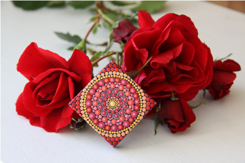Mini mandala na plátně - "růže" — foto 2