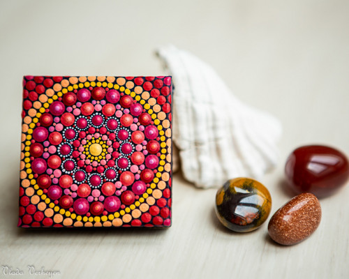 Mini mandala na plátně - "růže" — foto 6