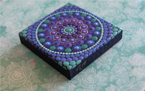 Mini mandala na plátně - "levandule" — foto 6