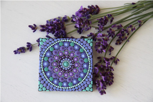 Mini mandala na plátně - "levandule" — foto 2