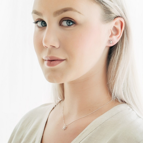 NÁUŠNICE BLUMEN bílé zlato 585 — foto 3