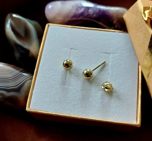 Zlaté náušnice kuličky 4mm — foto 5