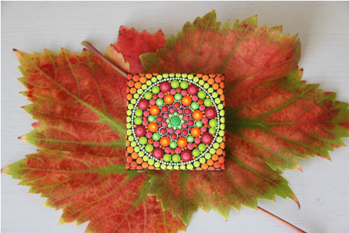 Mini mandala na plátně - "radost" — foto 2