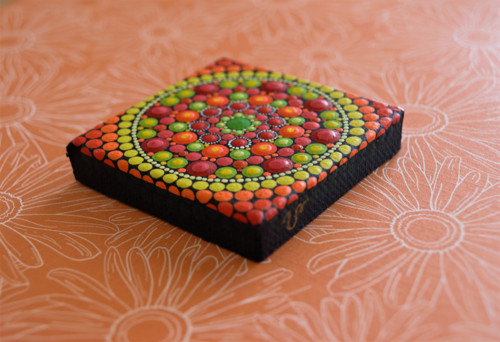 Mini mandala na plátně - "radost" — foto 4