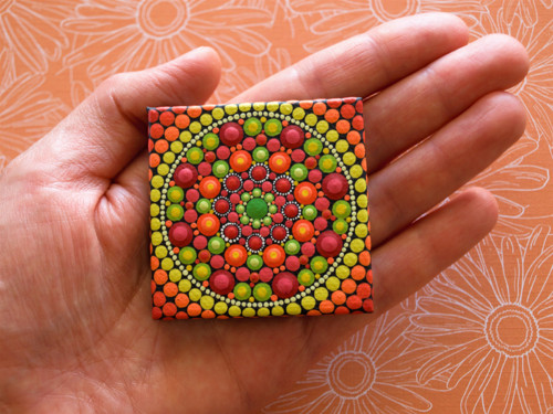 Mini mandala na plátně - "radost" — foto 3
