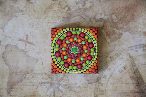 Mini mandala na plátně - "radost" — foto 6