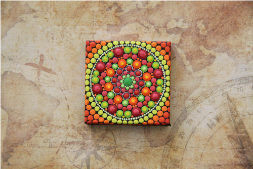 Mini mandala na plátně - "radost" — foto 5