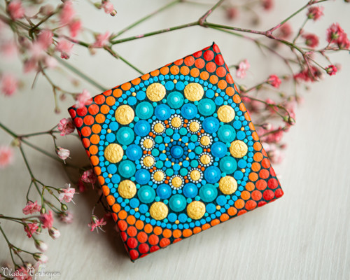 Mini mandala na plátně - "prosperita" — foto 6