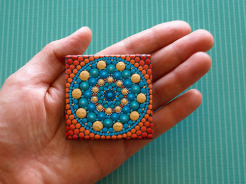 Mini mandala na plátně - "prosperita" — foto 5