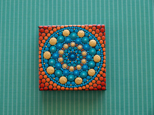 Mini mandala na plátně - "prosperita" — foto 4