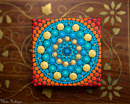 Mini mandala na plátně - "prosperita" — foto 3