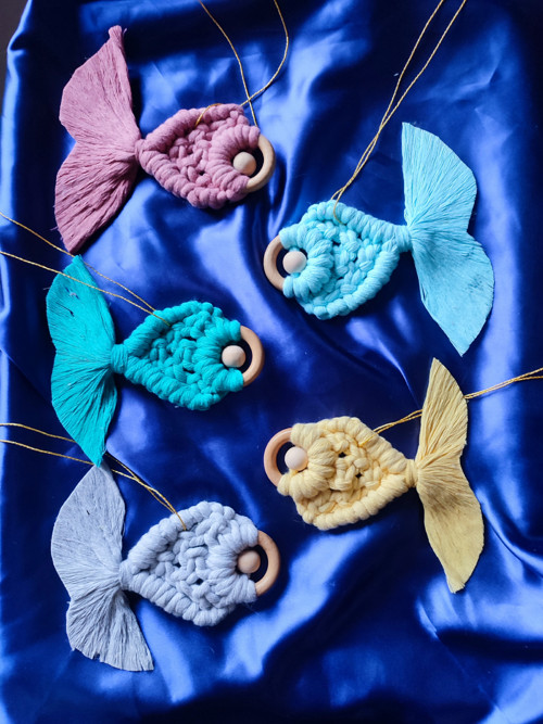 Macramé mint zelená rybička kapřík — foto 4