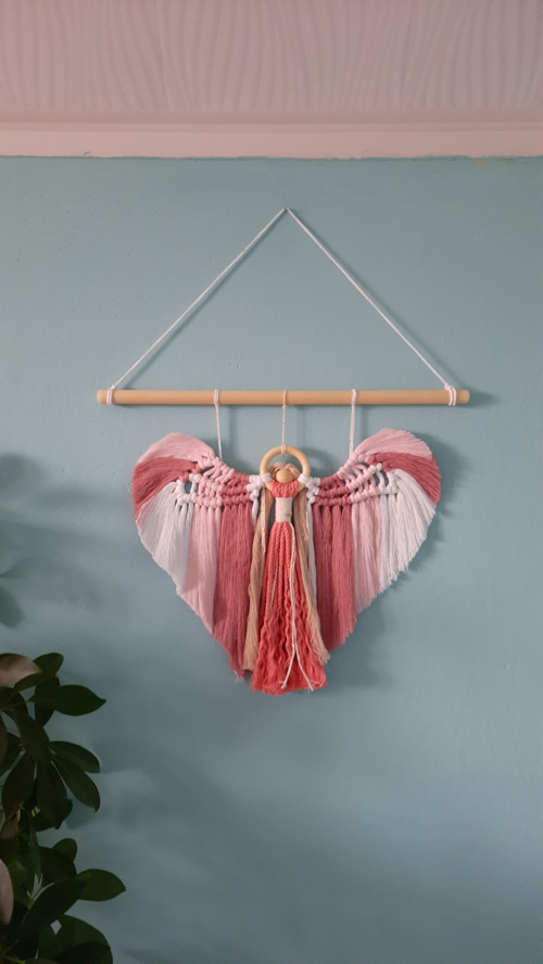 Dekorace macramé anděl růžový — foto 3
