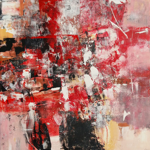 Červená abstrakcia, 100x100 — foto 2