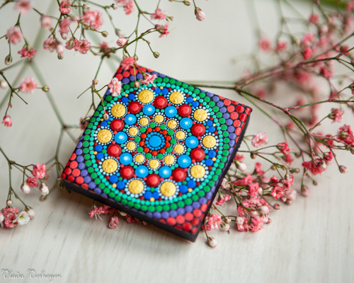 Mini mandala na plátně - zářivá — foto 5