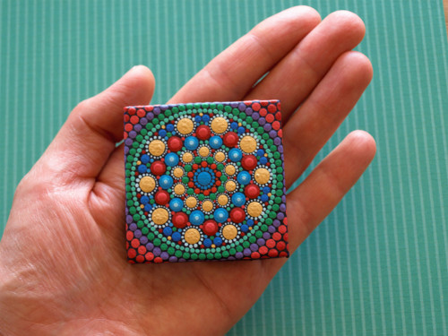 Mini mandala na plátně - zářivá — foto 4