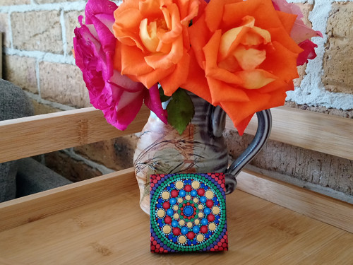 Mini mandala na plátně - zářivá — foto 6