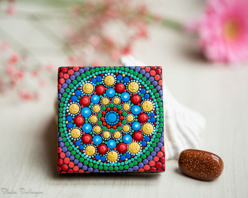Mini mandala na plátně - zářivá — foto 2