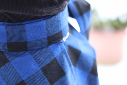 Zavinovací sukně, flanelka modrá — foto 4