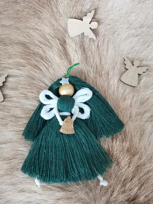 MACRAME ANDĚL zeleno-bílý — foto 2