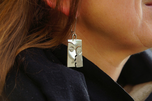 Alpakové náušnice ..... " Face " — foto 5