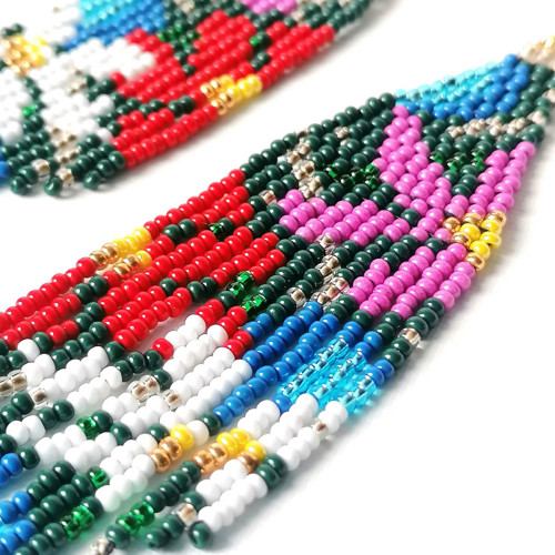 Floral Boho Beaded Fringe Earrings — foto 3