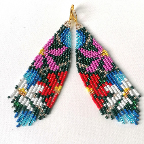 Floral Boho Beaded Fringe Earrings — foto 4