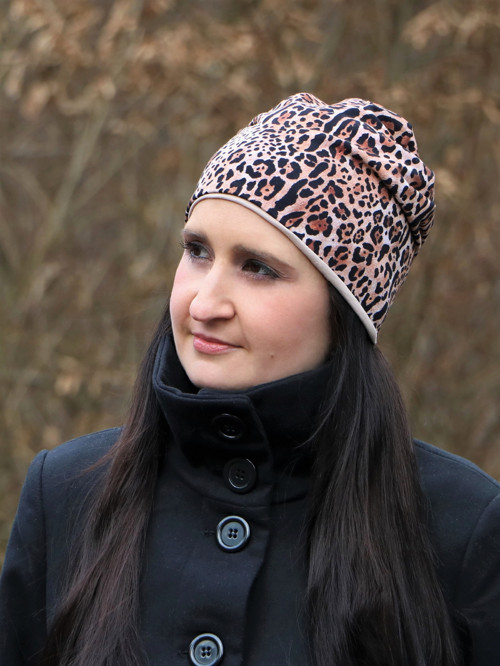 Leopard úpletový set čiapka + nákrčník — foto 2