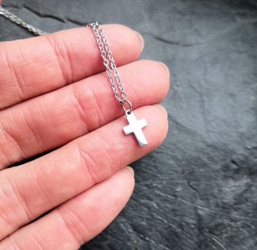 Ocelový náhrdelník*minimalistický křížek — foto 3