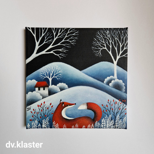 Liška v zimě (20x20 cm) — foto 3