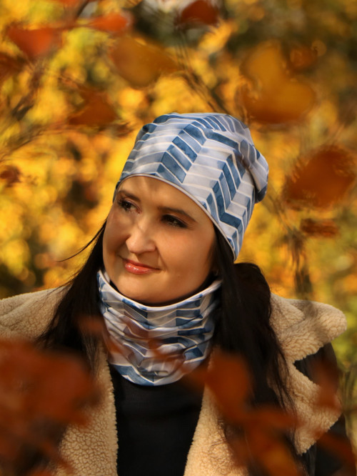 Dizajnový úpletový set chevron modrý — foto 5