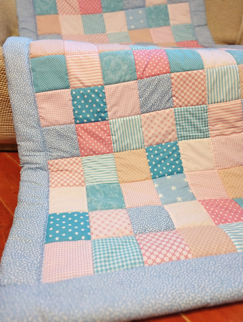 Dětská přikrývka patchwork, tyrkys růžová — foto 3
