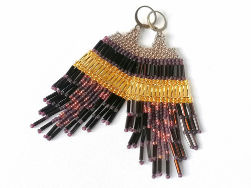 Chocolate Brown Beaded Fringe Earrings — foto 5