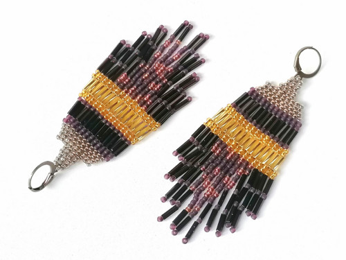 Chocolate Brown Beaded Fringe Earrings — foto 6