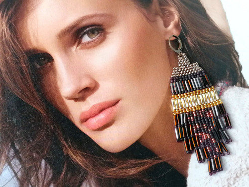 Chocolate Brown Beaded Fringe Earrings — foto 4
