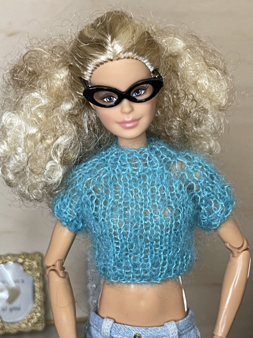 Top pro BARBIE mohér/hedvábí tyrkysová — foto 6