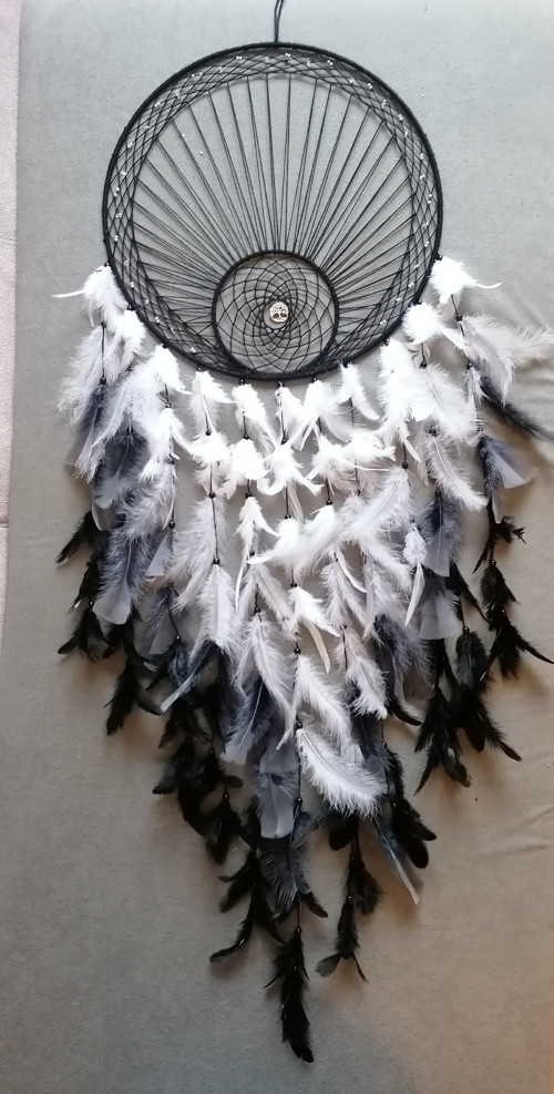 Černý lapač snů kruh průměr 40 cm — foto 2