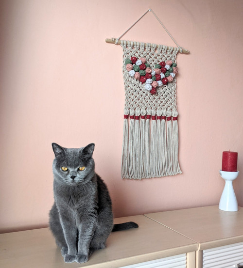 Macramé záves srdcový — foto 3