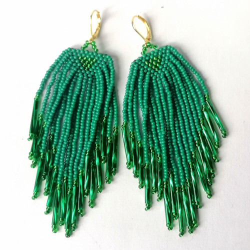 Colored Fringe Beaded Earrings — foto 6
