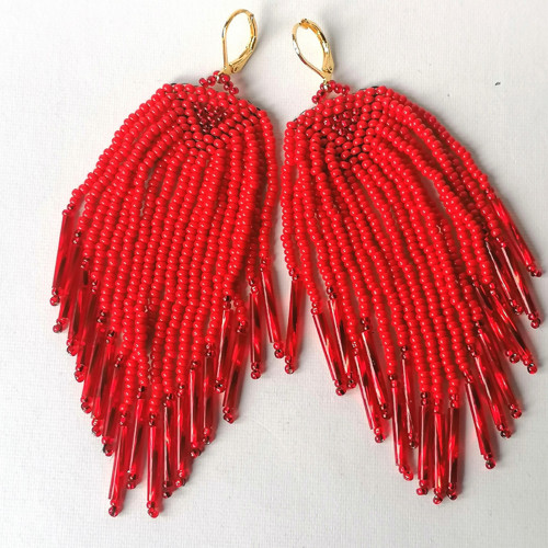 Colored Fringe Beaded Earrings — foto 5
