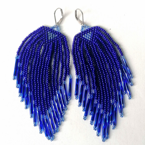 Colored Fringe Beaded Earrings — foto 2