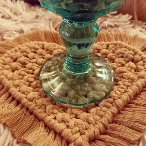 Macramé prostírání ve tvaru srdce - skořicové — foto 2