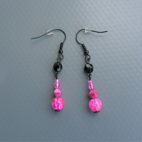 Pink & black - náušnice — foto 3