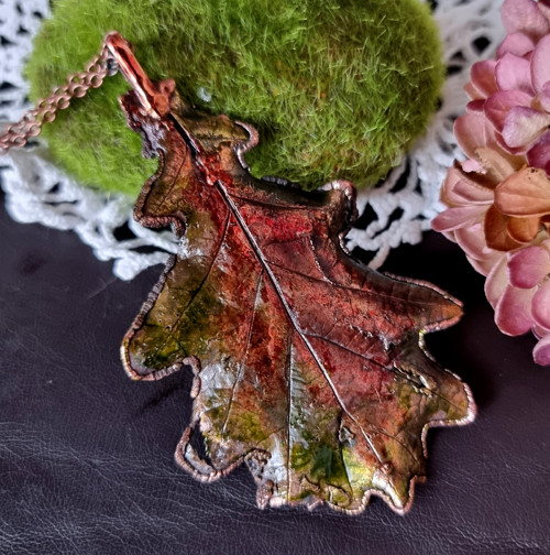 Přívěsek - list, měď, patina — foto 2