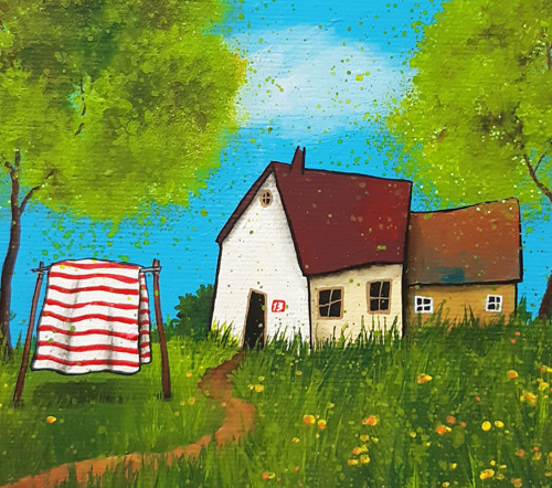 Jarní vesnička - 20x20cm — foto 2
